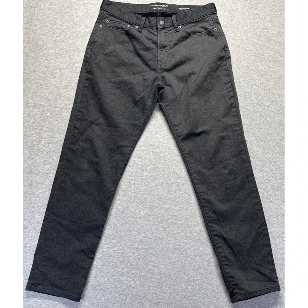 Banana Republic Travel Jeans Mens 31x30 Black Denim Athletic Fit Straight Leg